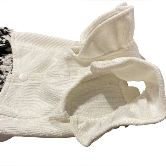 Dog Dress Black & Cream Jumper with Gold Buttons And Black Bow with Pearl - Picture 9 of 16